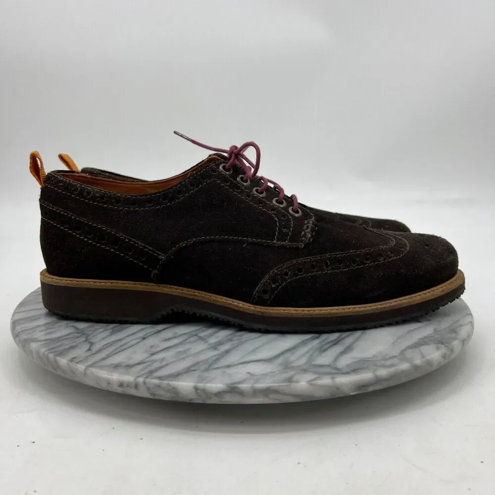 Tommy Bahama Mens 10 Shoe Brown Suede Oxford Wingtip Elliot Lace Up Casual Dress